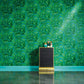 Jungle Palm Leaves Textured Wallpaper in Blue/Green from the Versace V Collection