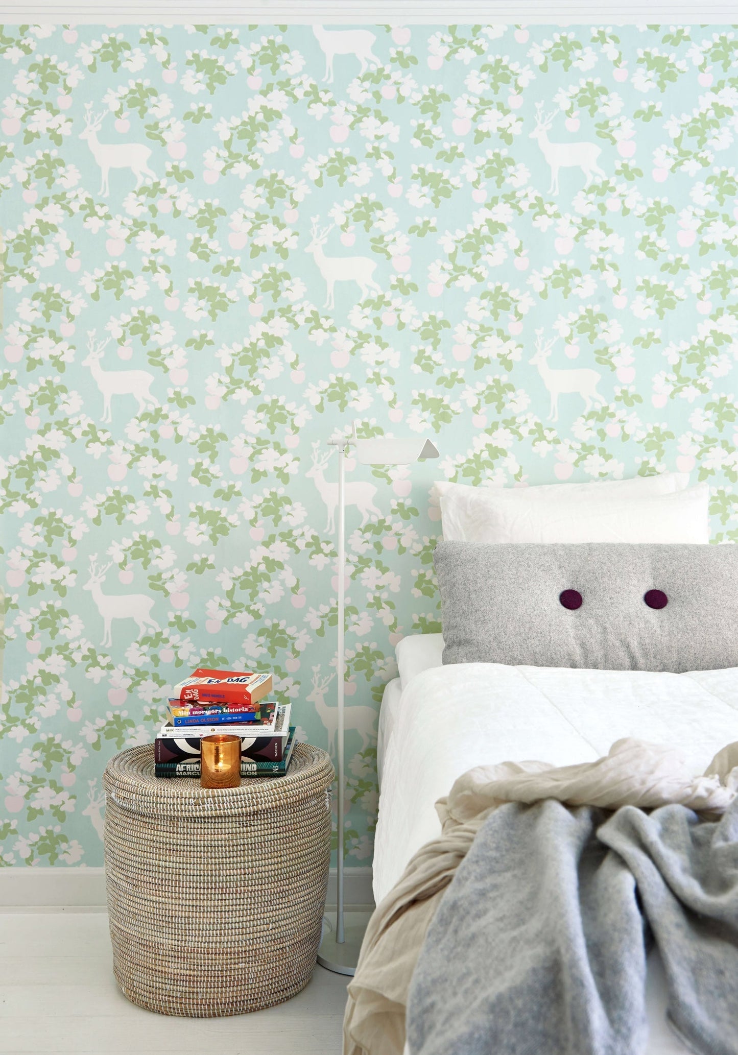 Apple Garden Turquoise Wallpaper by Majvillan