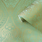 Lace  Wallpaper in Green/Rose Gold