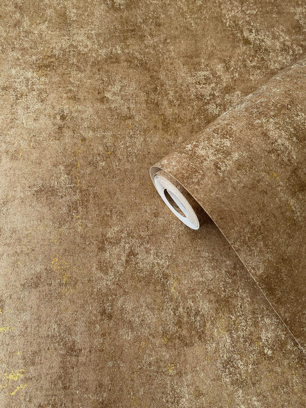 Metallic Plaster Wallpaper in Bronze/Gold