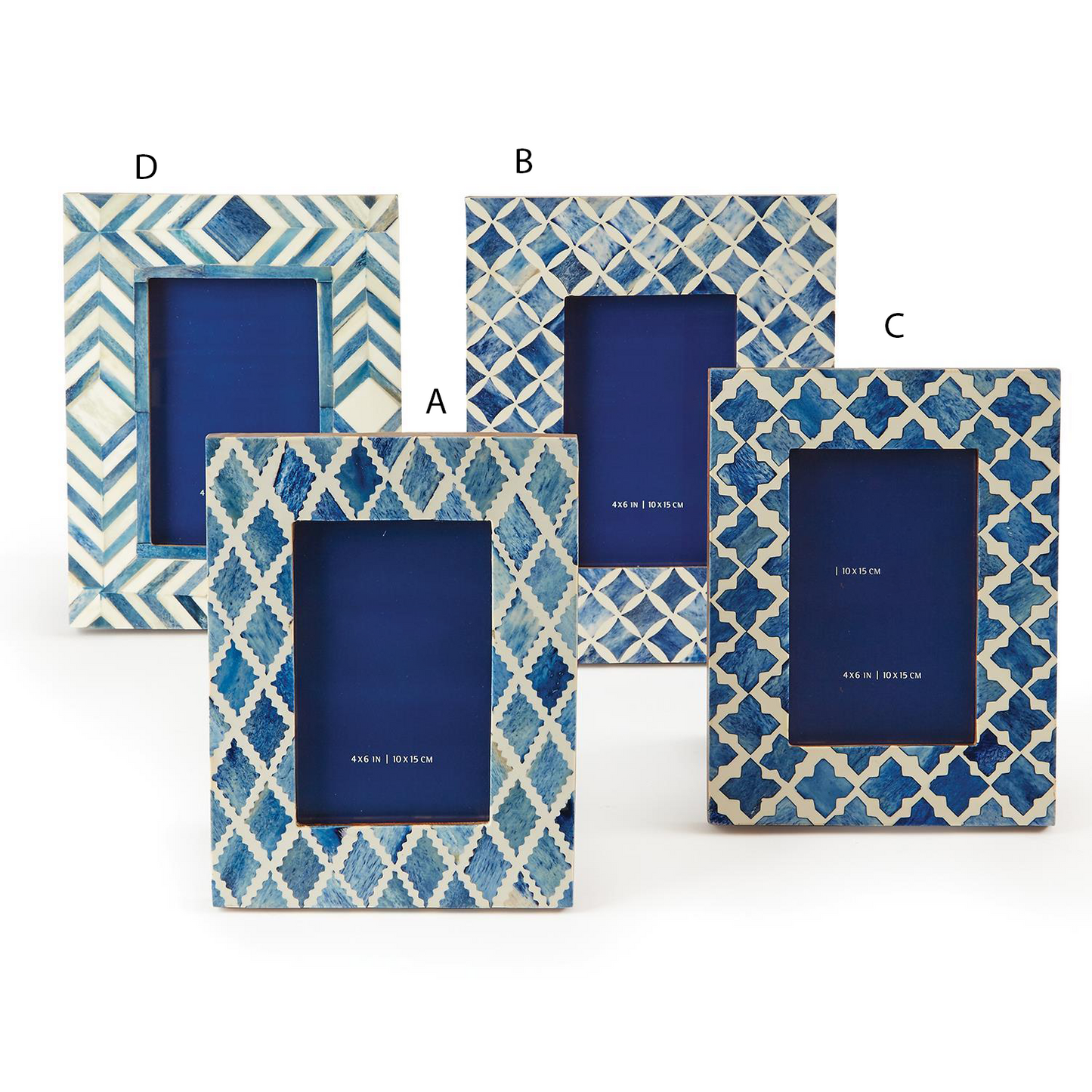 Blue And White Moderne 4 X 6 Mosaic Photo Frame A 4 Patterns Design By Twos Company 2