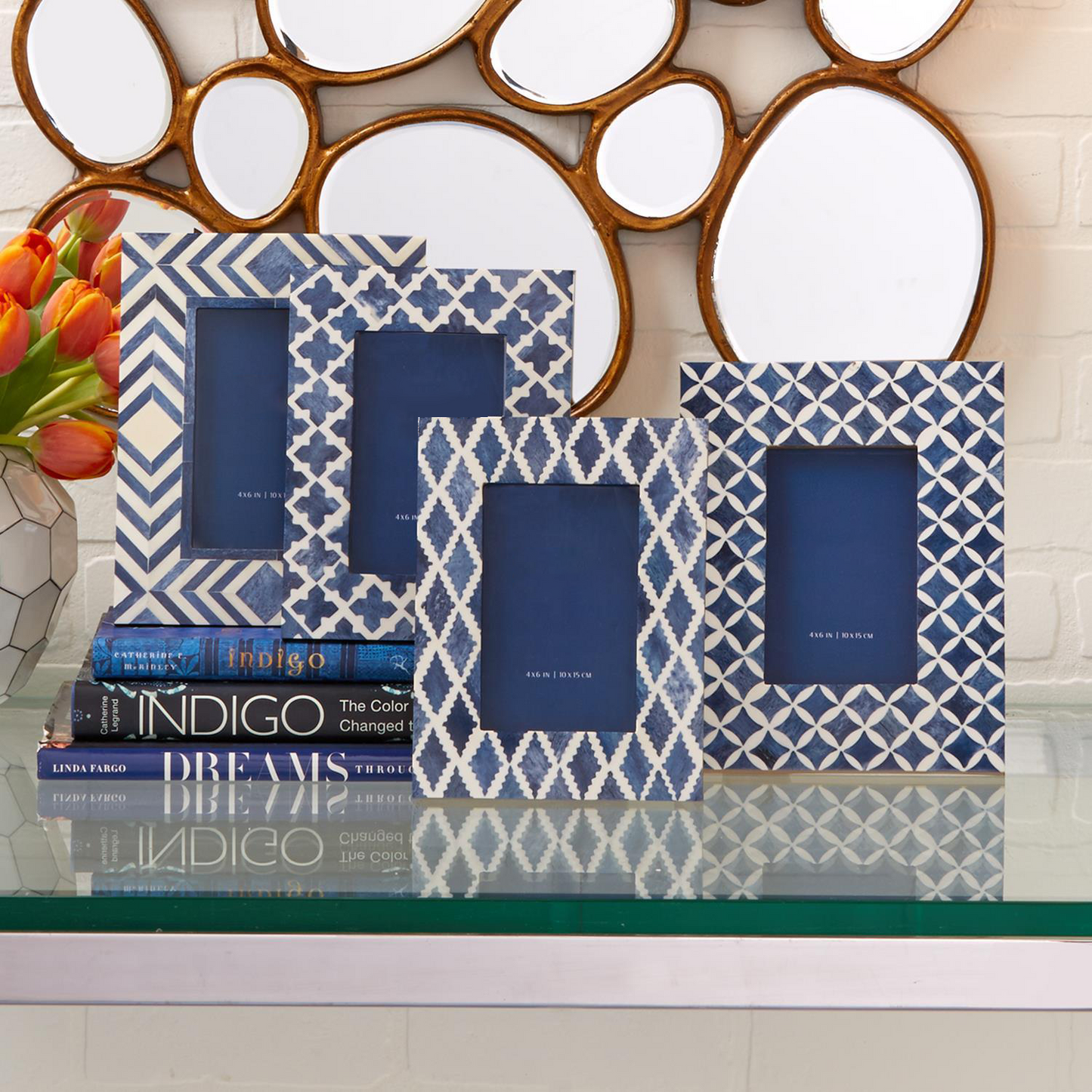 Blue And White Moderne 4 X 6 Mosaic Photo Frame A 4 Patterns Design By Twos Company 3