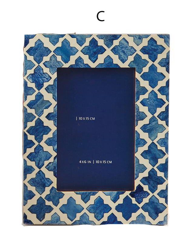 Blue And White Moderne 4 X 6 Mosaic Photo Frame A 4 Patterns Design By Twos Company 1