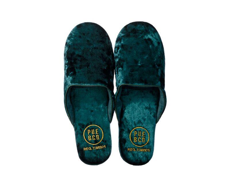 velvet slipper large green design by puebco 1