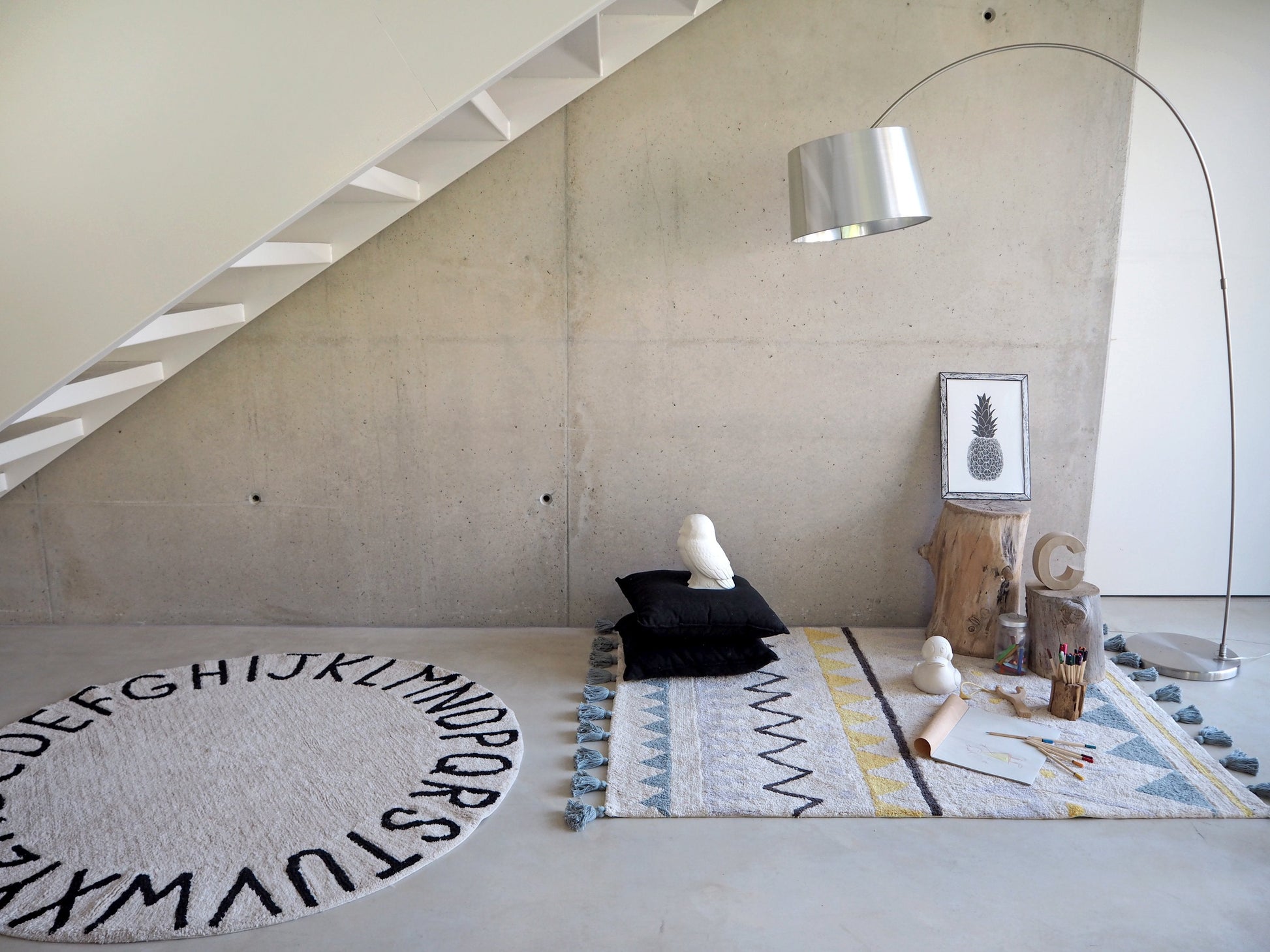 Azteca Natural Rug in Vintage Blue design by Lorena Canals