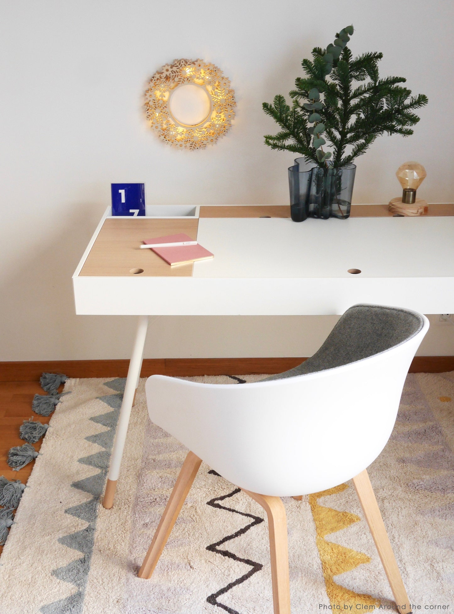 Azteca Natural Rug in Vintage Blue design by Lorena Canals