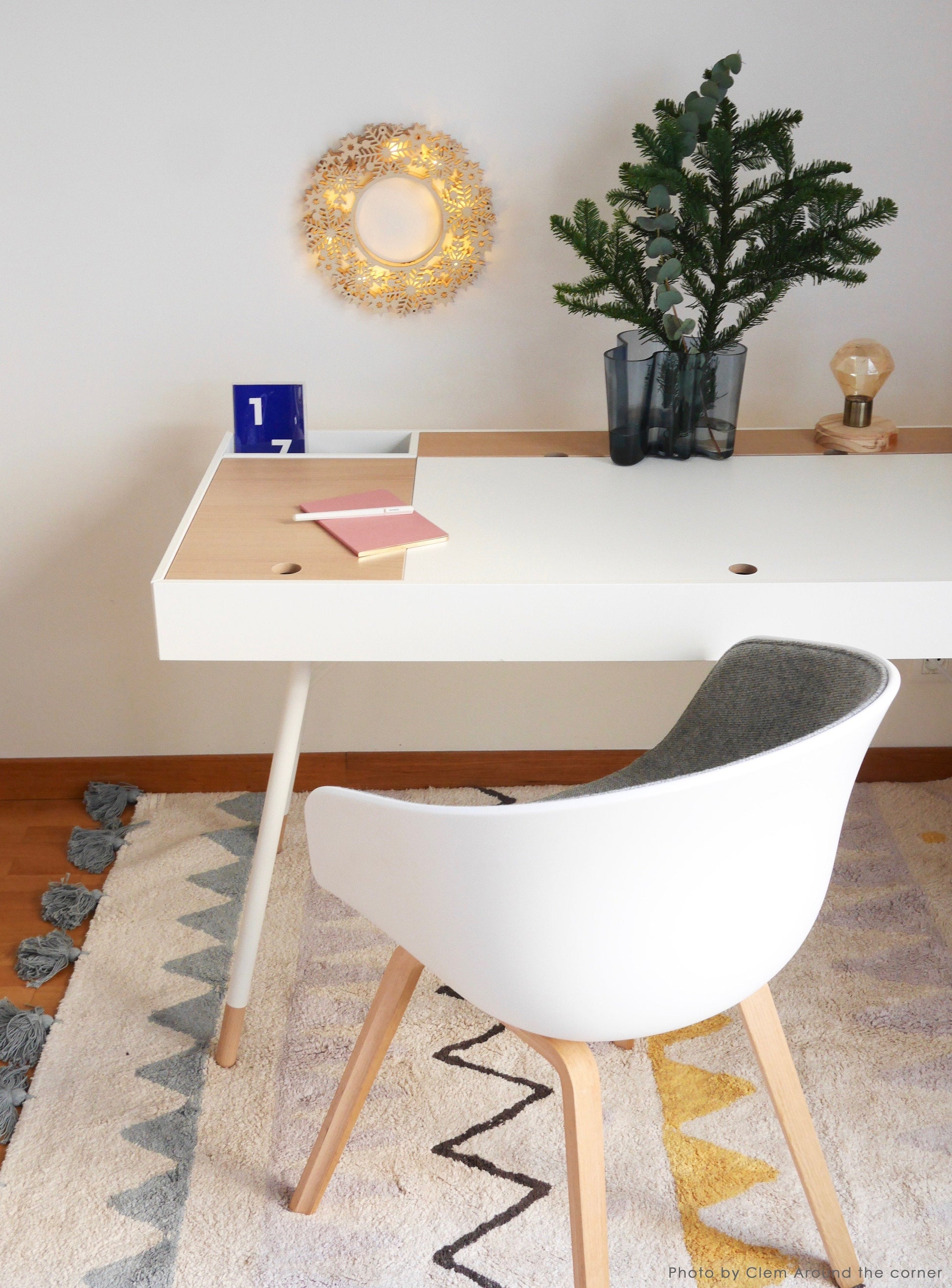 Azteca Natural Rug in Vintage Blue design by Lorena Canals