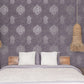 Damask Mottled Wallpaper in Silver Grey/Lilac