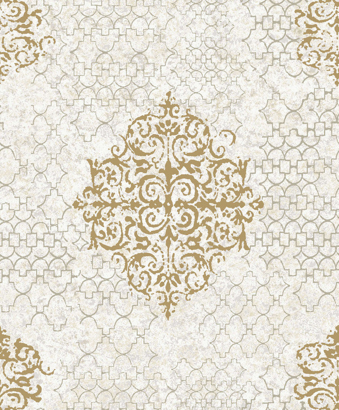Damask Mottled Wallpaper in Rose Gold