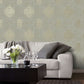 Damask Mottled Wallpaper in Grey/Gold