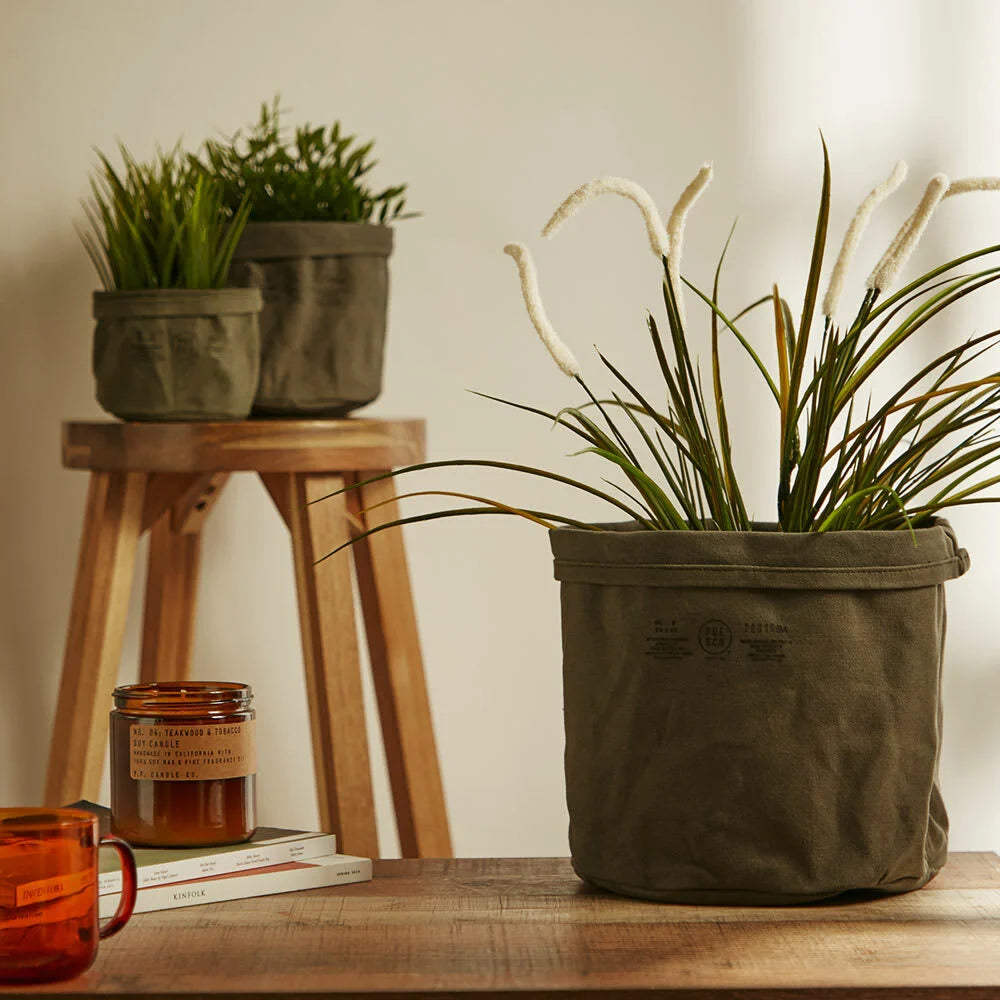 Canvas Pot Cover in Green