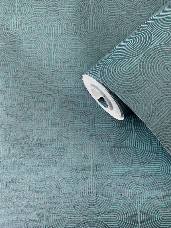 Zen Geometric Wallpaper in Green/Blue