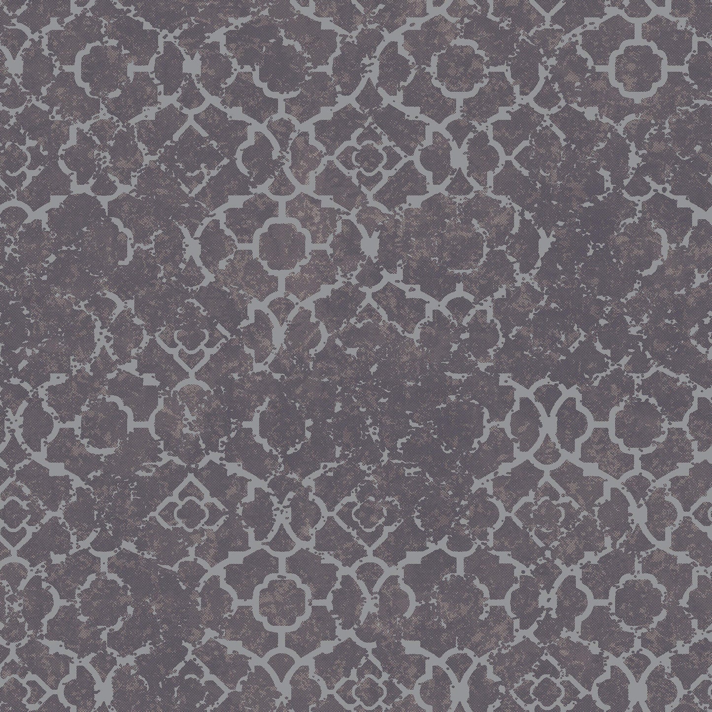 Aged Quatrefoil Purple/Silver from the Emporium Collection by Galerie Wallcoverings