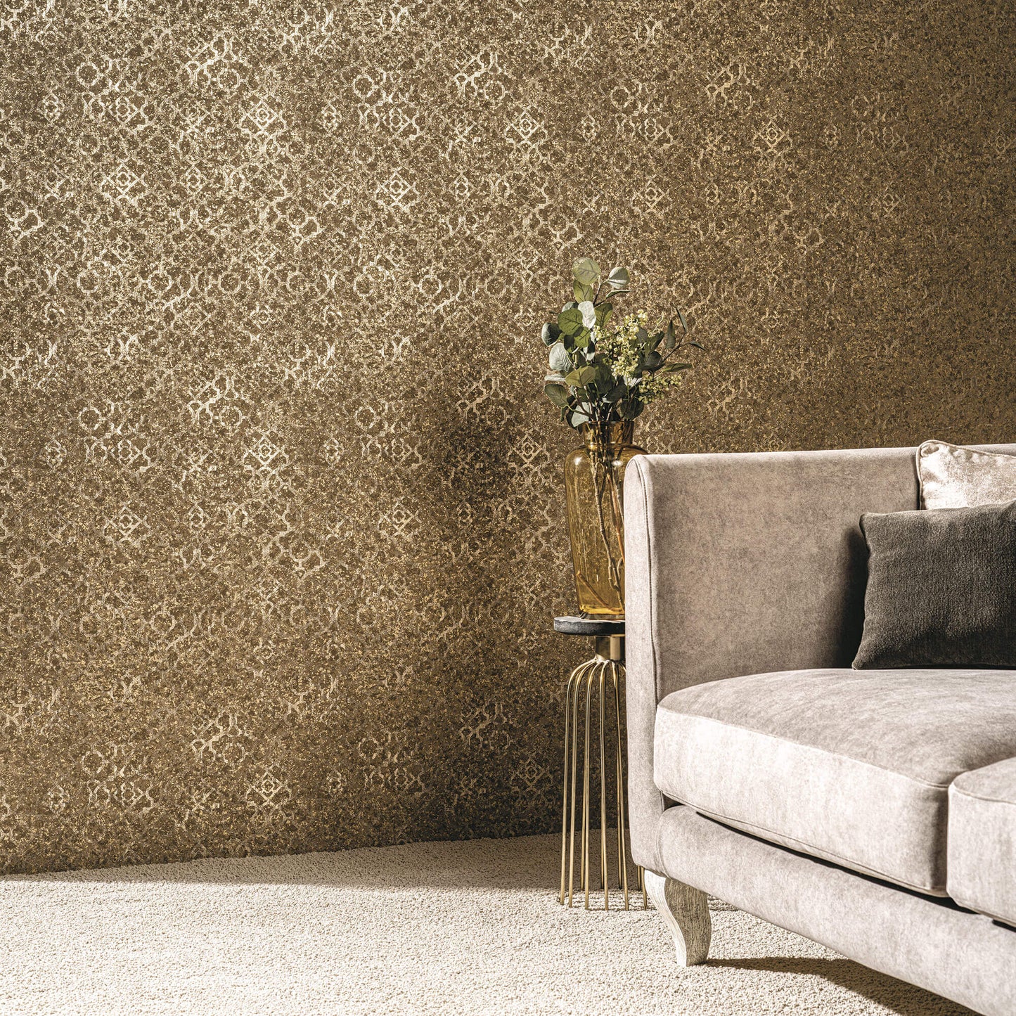 Aged Quatrefoil Gold from the Emporium Collection by Galerie Wallcoverings