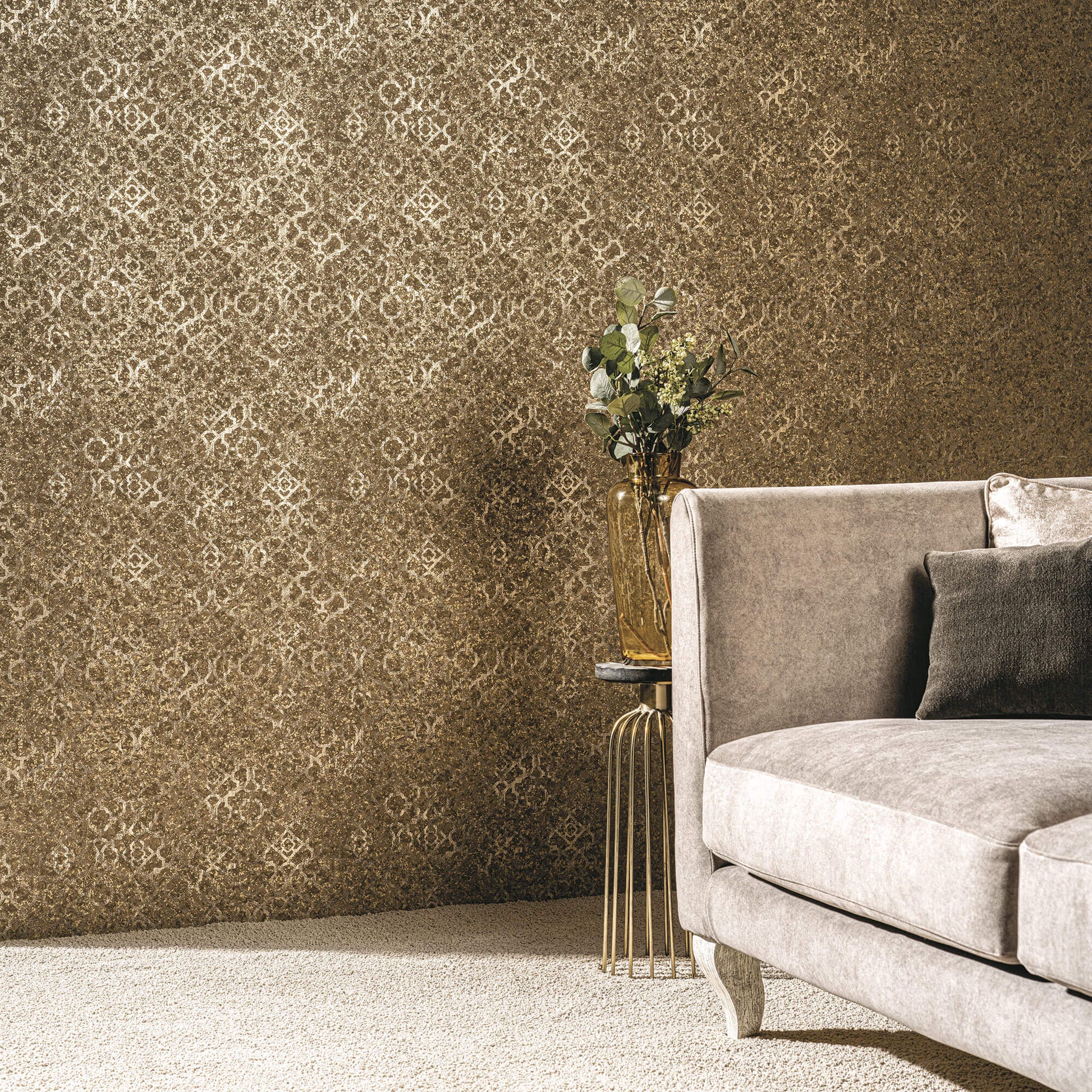 Aged Quatrefoil Gold from the Emporium Collection by Galerie Wallcoverings
