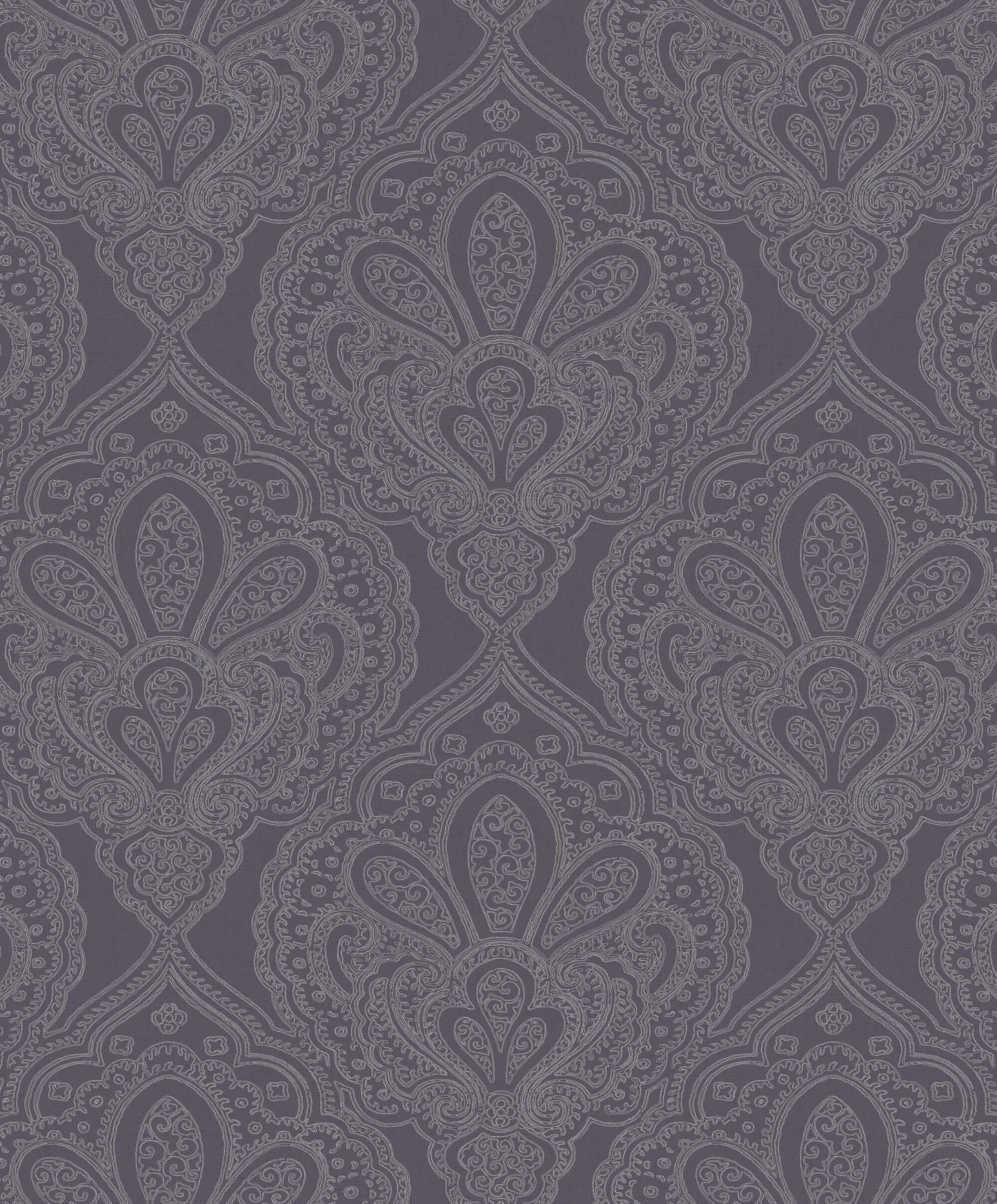 Mehndi Damask Purple/Silver from the Emporium Collection by Galerie Wallcoverings