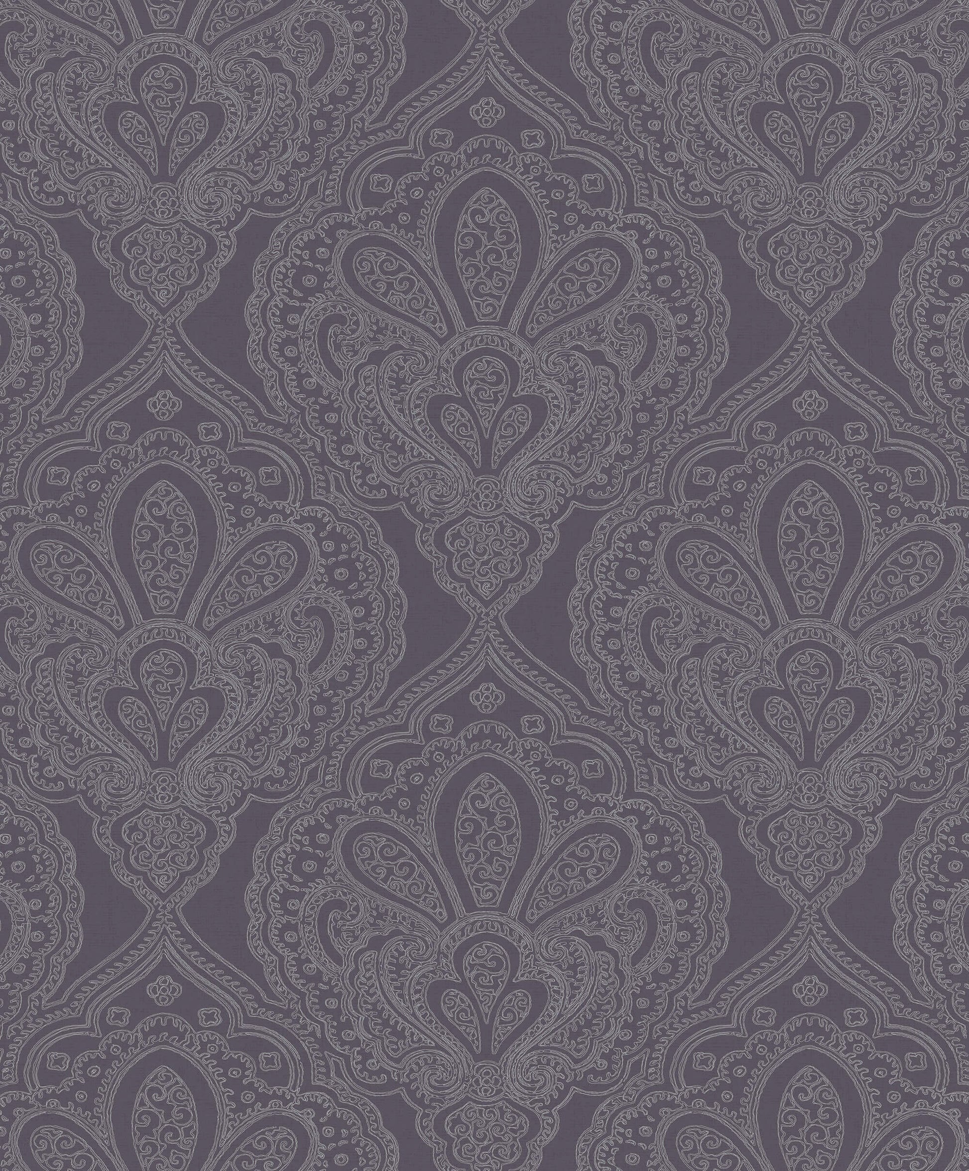Mehndi Damask Purple/Silver from the Emporium Collection by Galerie Wallcoverings