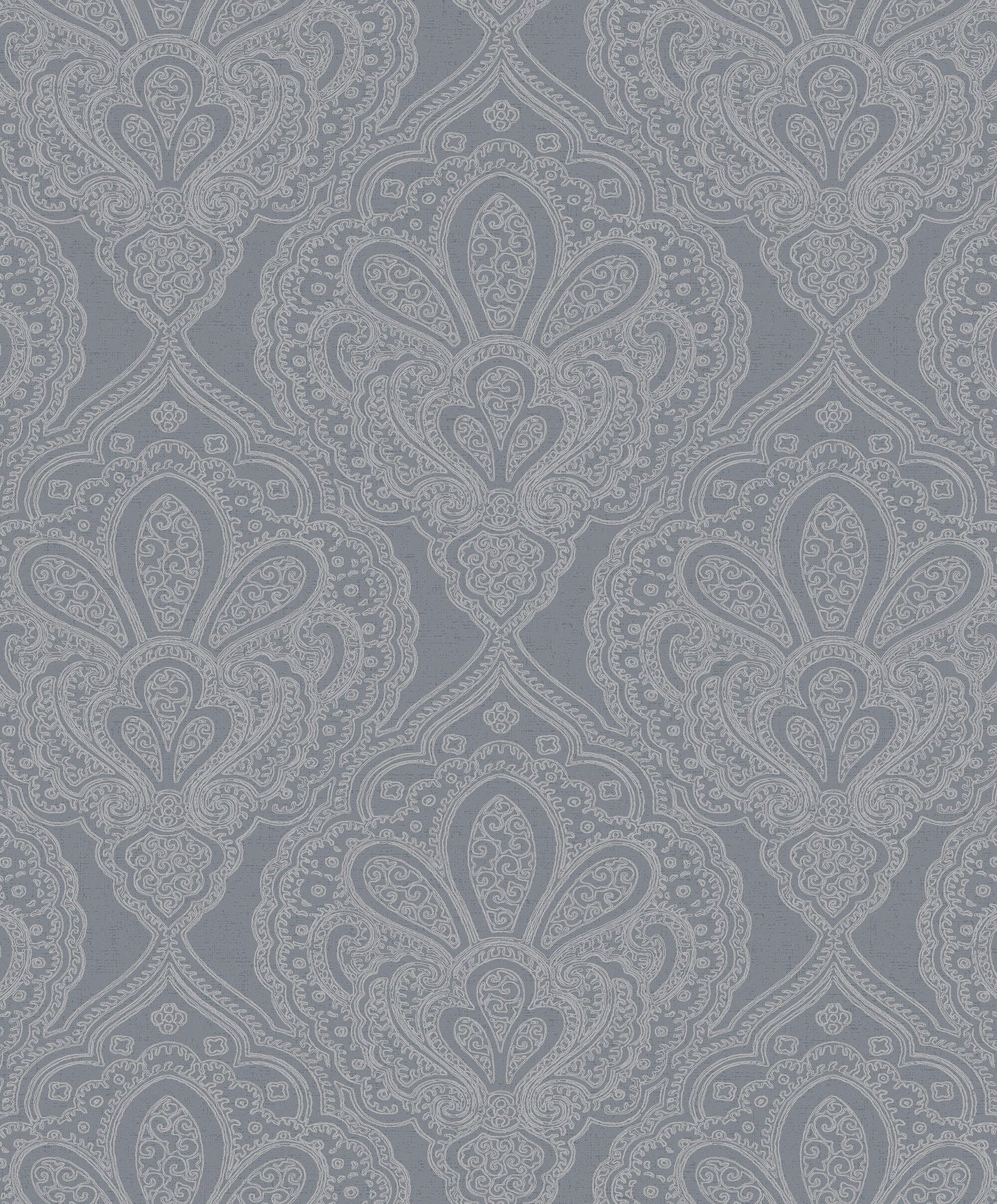Mehndi Damask Grey/Silver from the Emporium Collection by Galerie Wallcoverings