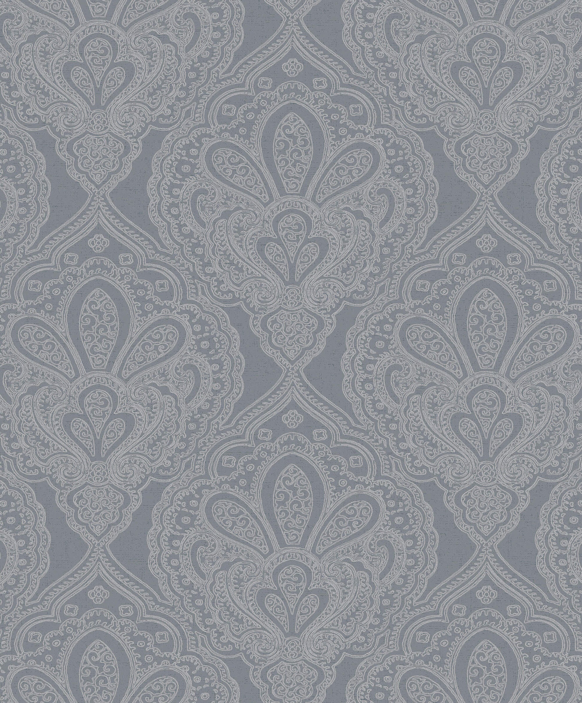 Mehndi Damask Grey/Silver from the Emporium Collection by Galerie Wallcoverings