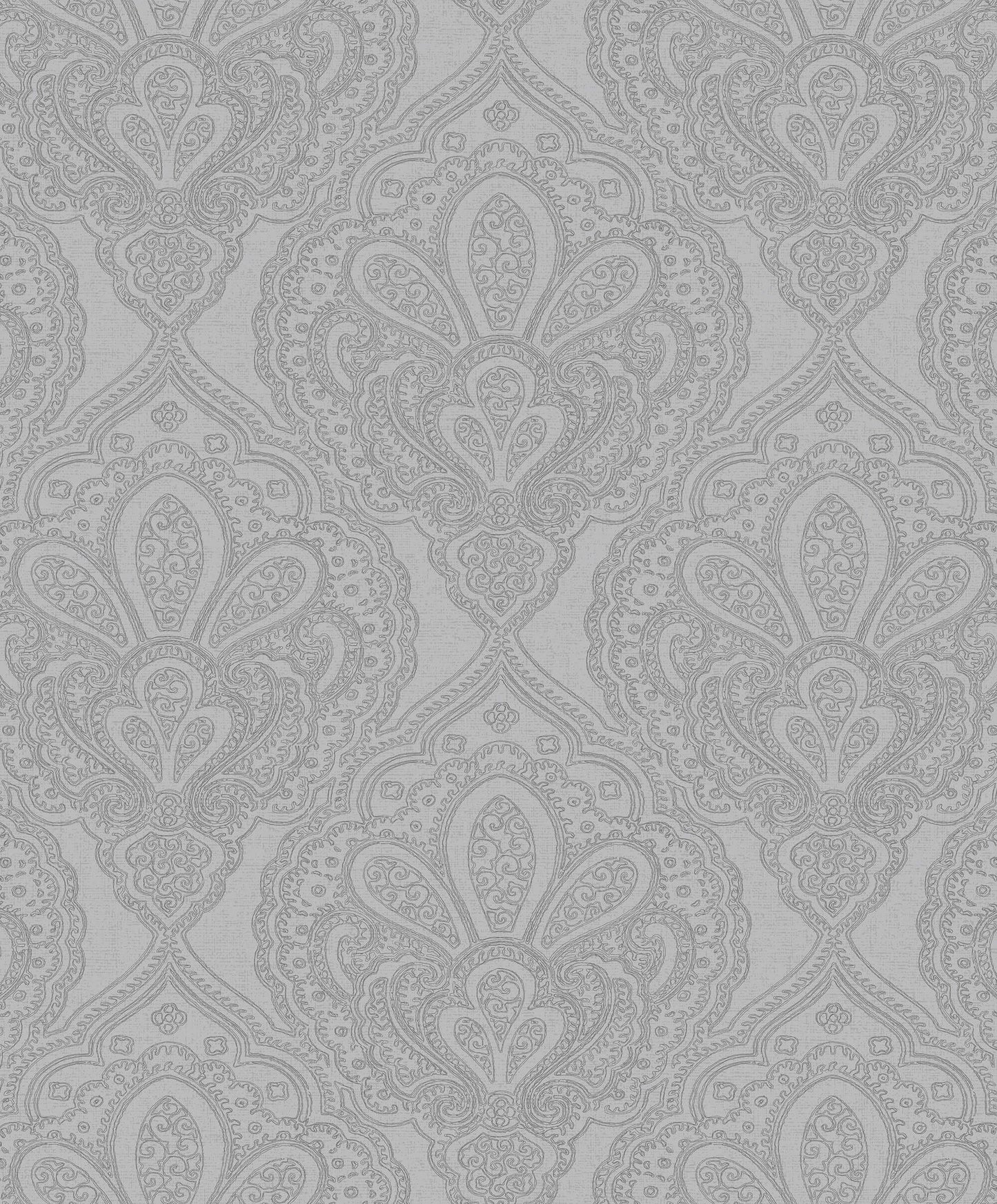 Mehndi Damask Silver from the Emporium Collection by Galerie Wallcoverings