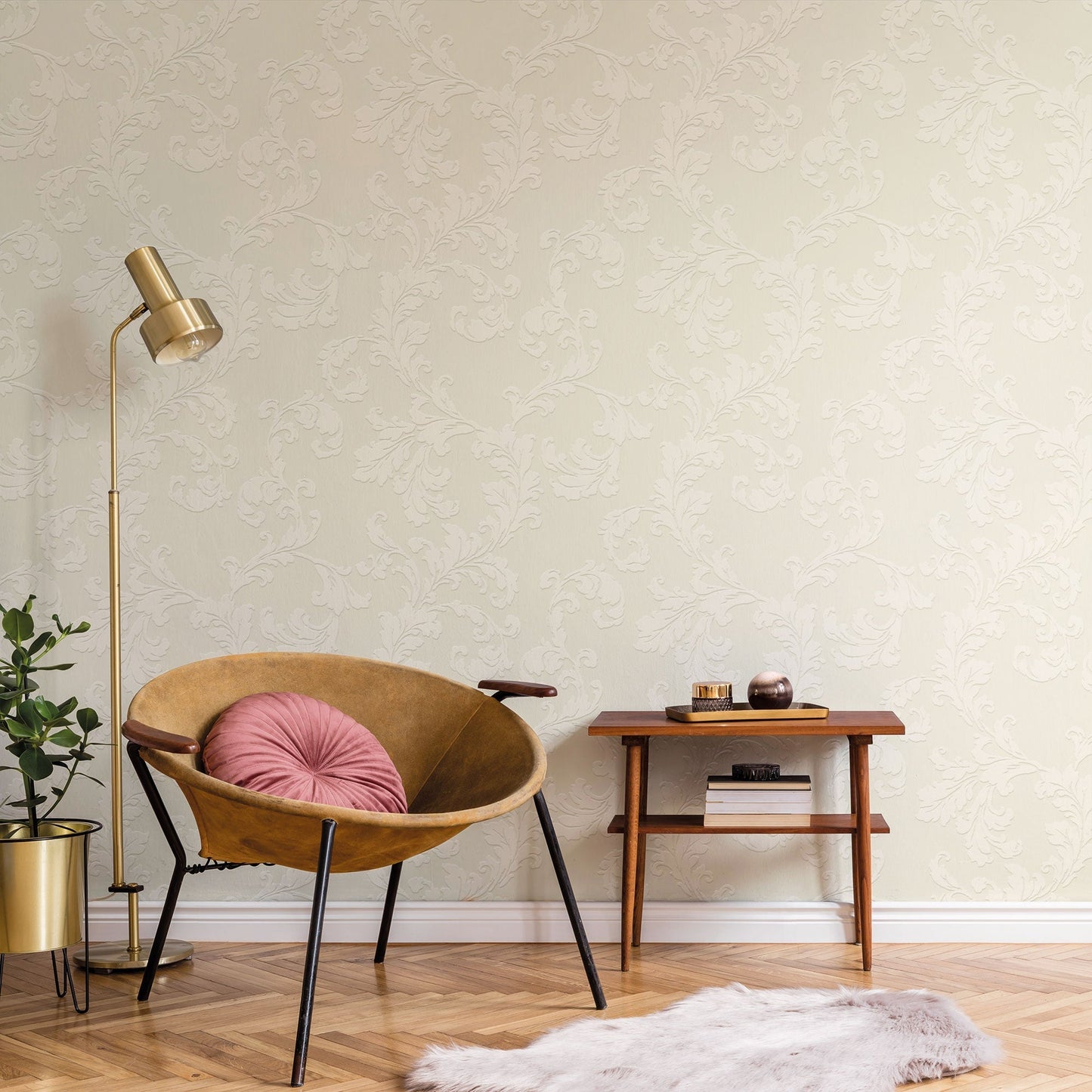 Acanthus Trail Pearl from the Emporium Collection by Galerie Wallcoverings