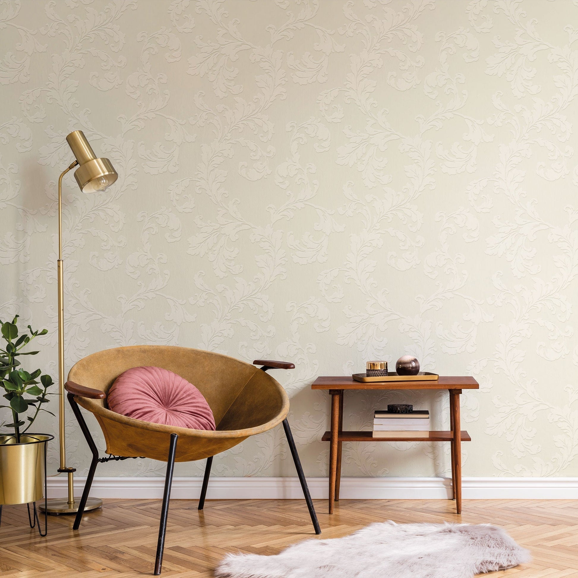 Acanthus Trail Pearl from the Emporium Collection by Galerie Wallcoverings