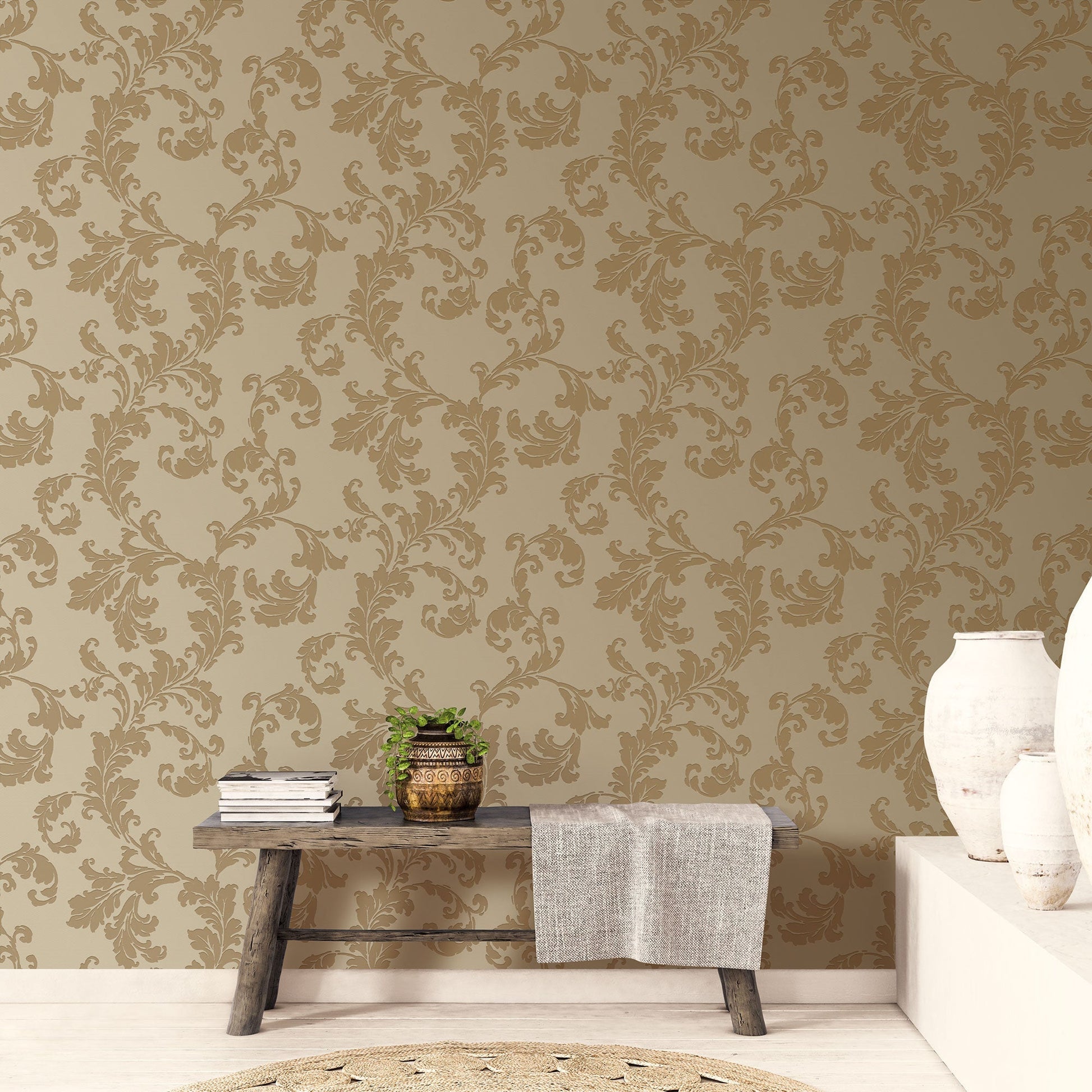 Acanthus Trail Gold from the Emporium Collection by Galerie Wallcoverings