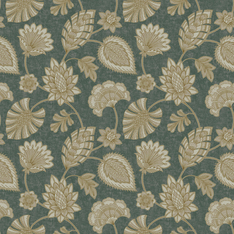 Flower Fan Wallpaper in Green/Beige