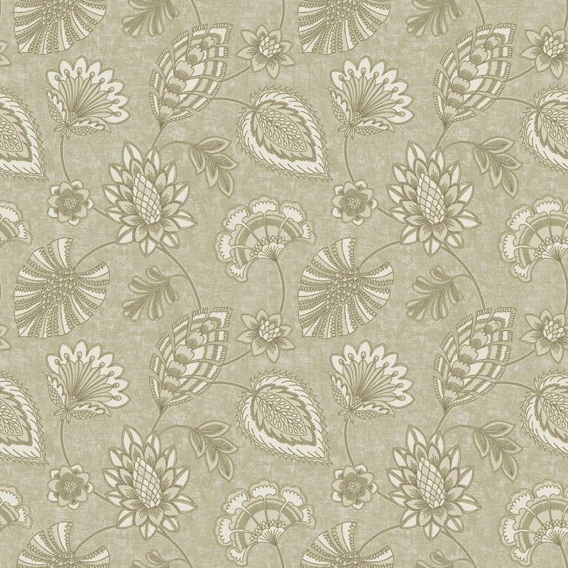 Flower Fan Wallpaper in Beige