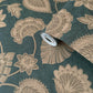 Flower Fan Wallpaper in Blue/Beige