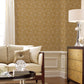 Flower Fan Wallpaper in Bronze/Brown