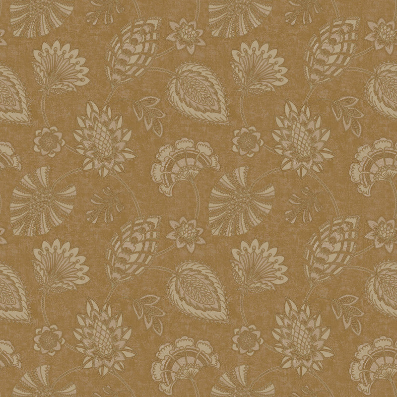 Flower Fan Wallpaper in Bronze/Brown