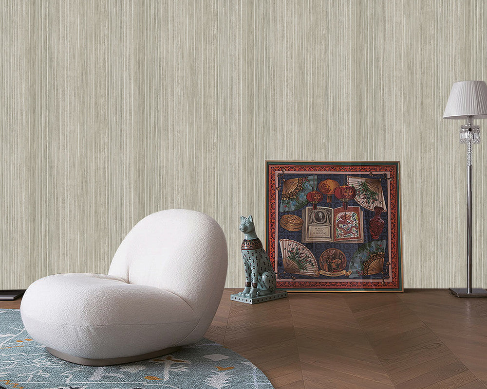 Vertical Stripe Wallpaper in Beige