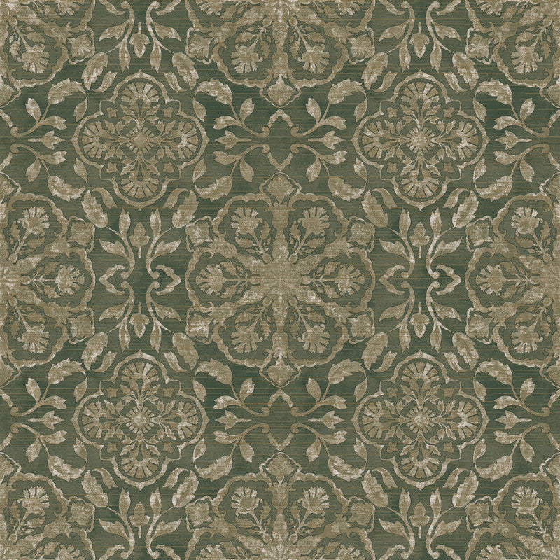 Floral Stripe Wallpaper in Deep Green