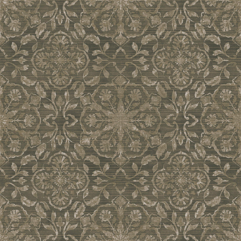 Floral Stripe Wallpaper in Bronze/Brown