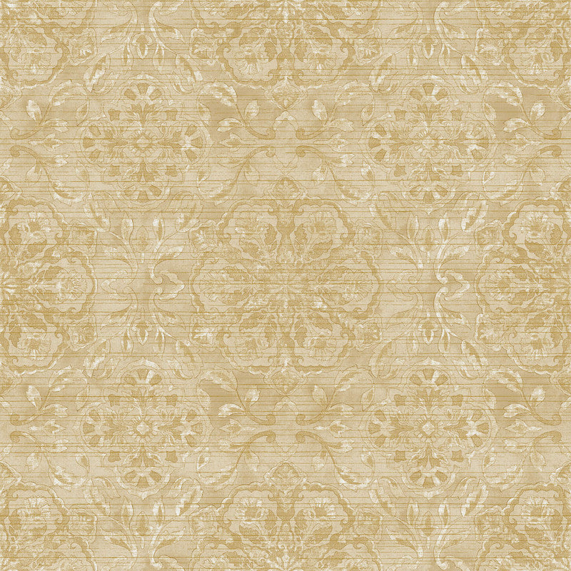 Floral Stripe Wallpaper in Beige