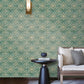 Floral Stripe Wallpaper in Green/Beige