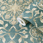 Floral Stripe Wallpaper in Green/Beige