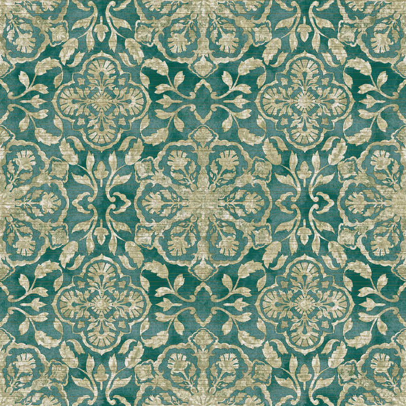 Floral Stripe Wallpaper in Green/Beige
