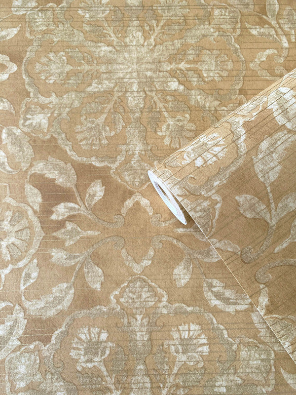 Floral Stripe Wallpaper in Silver/Grey