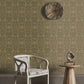 Damask Wallpaper in Green/Beige