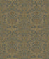 Damask Wallpaper in Green/Beige