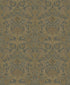 Sample Damask Wallpaper in Green/Beige