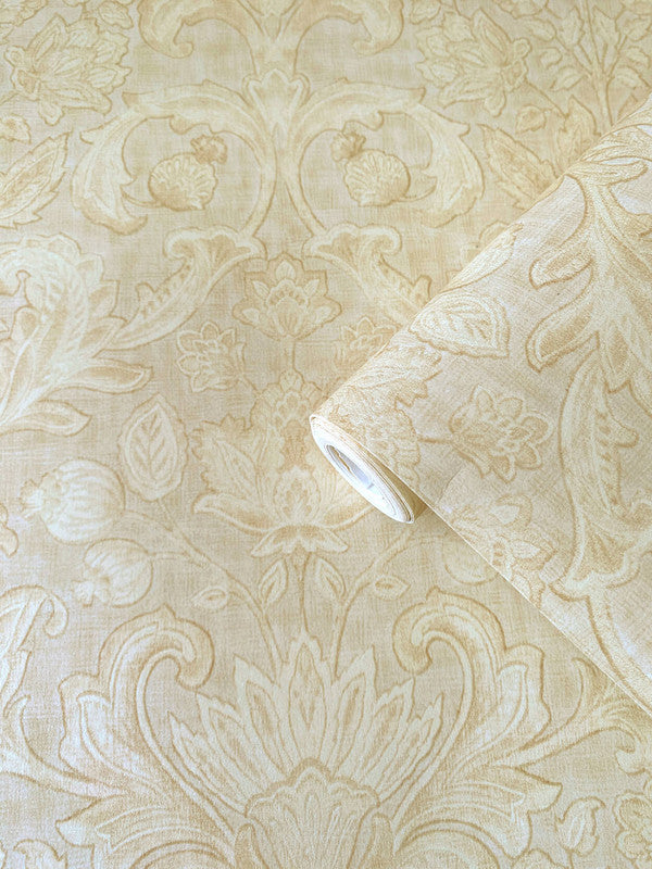 Damask Wallpaper in Beige