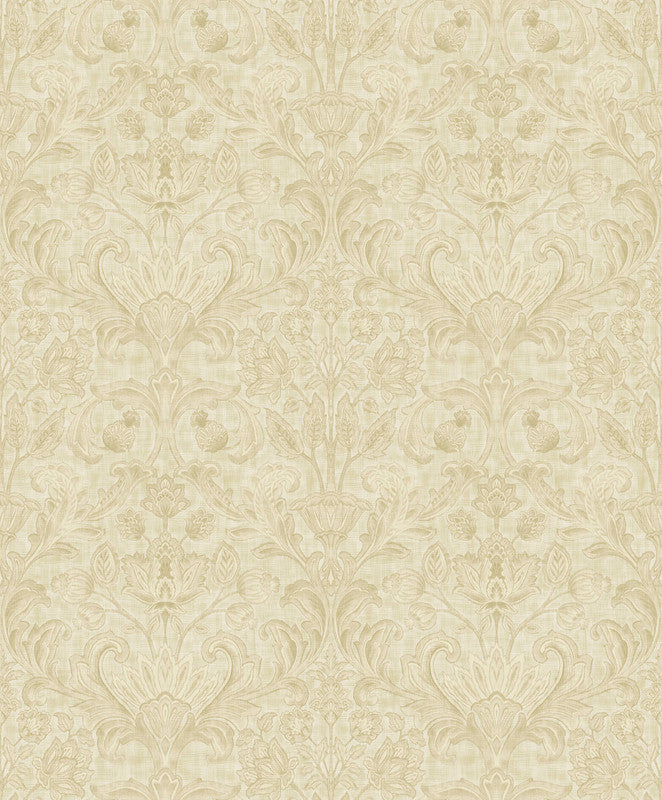 Damask Wallpaper in Beige
