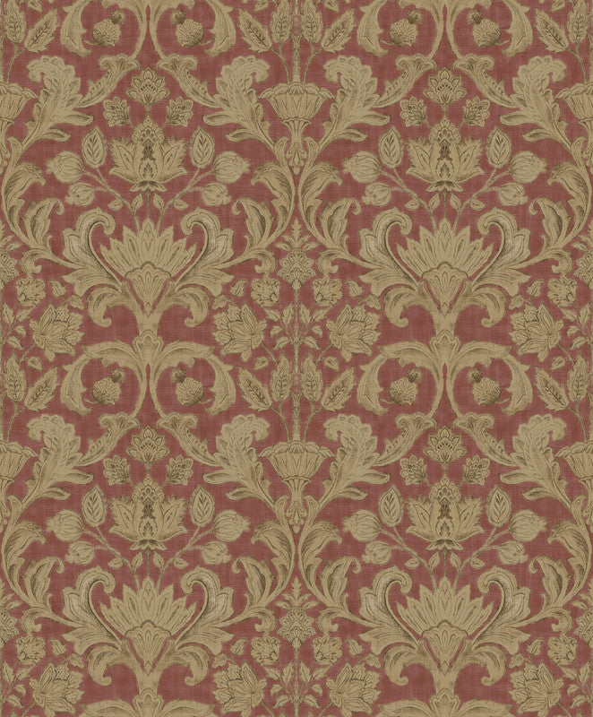 Damask Wallpaper in Red/Bronze/Brown