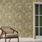 Paisley Wallpaper in Green/Beige