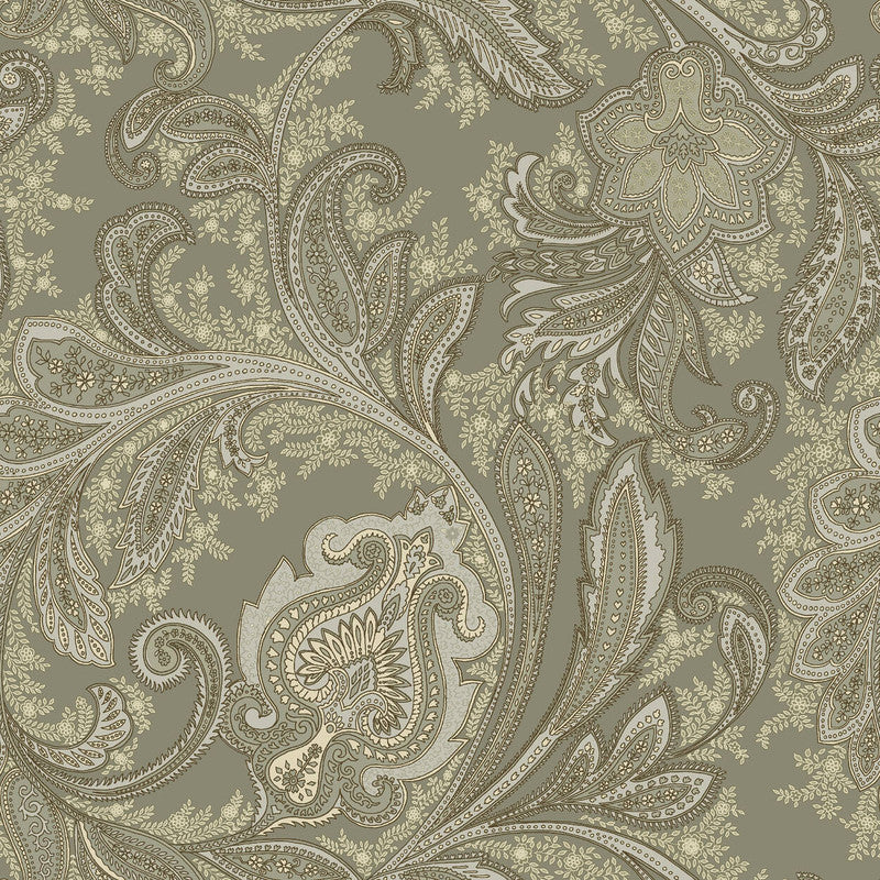 Paisley Wallpaper in Silver/Grey/Beige