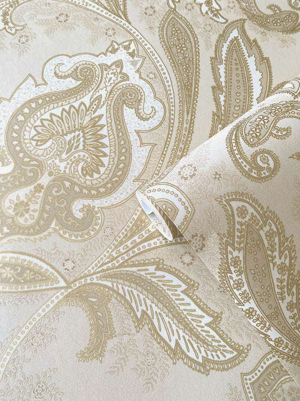 Paisley Wallpaper in Beige