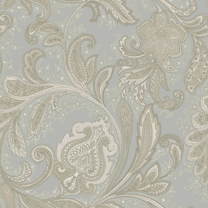 Paisley Wallpaper in Silver/Grey